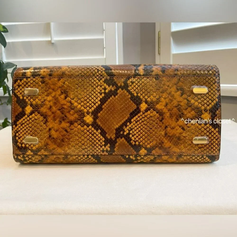 Tory Burch Brown Snakeskin-Print Satchel